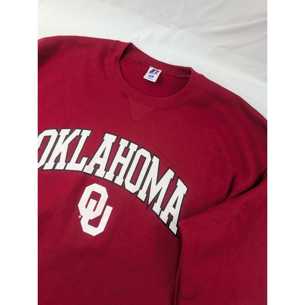 Vintage 90s Russell Athletic Oklahoma Football Crewneck Sweatshirt Sz XL USA Red